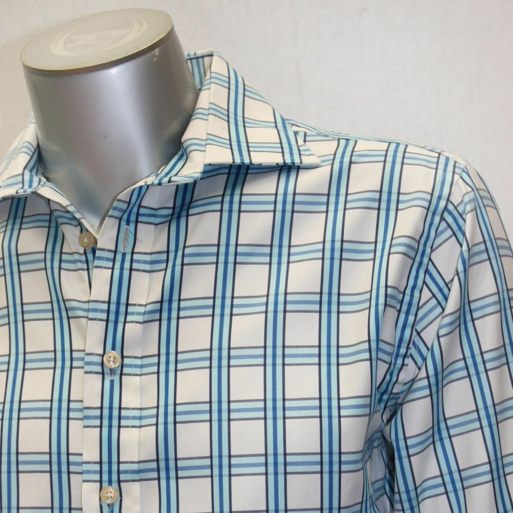 Men's Rufus Sky Blue | White Plaid Button Down Long Sleeve Shirt